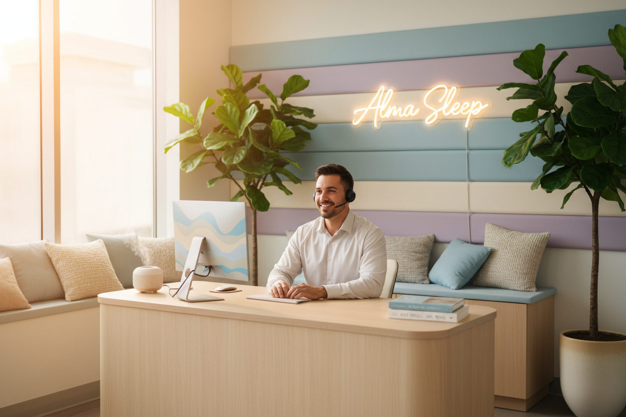 a la place de dream harbor écrit alma sleep et menu homme au lieu dune dame